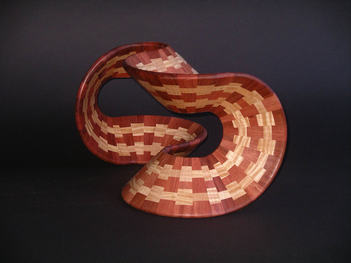 brown and red patterned wooden ribbon