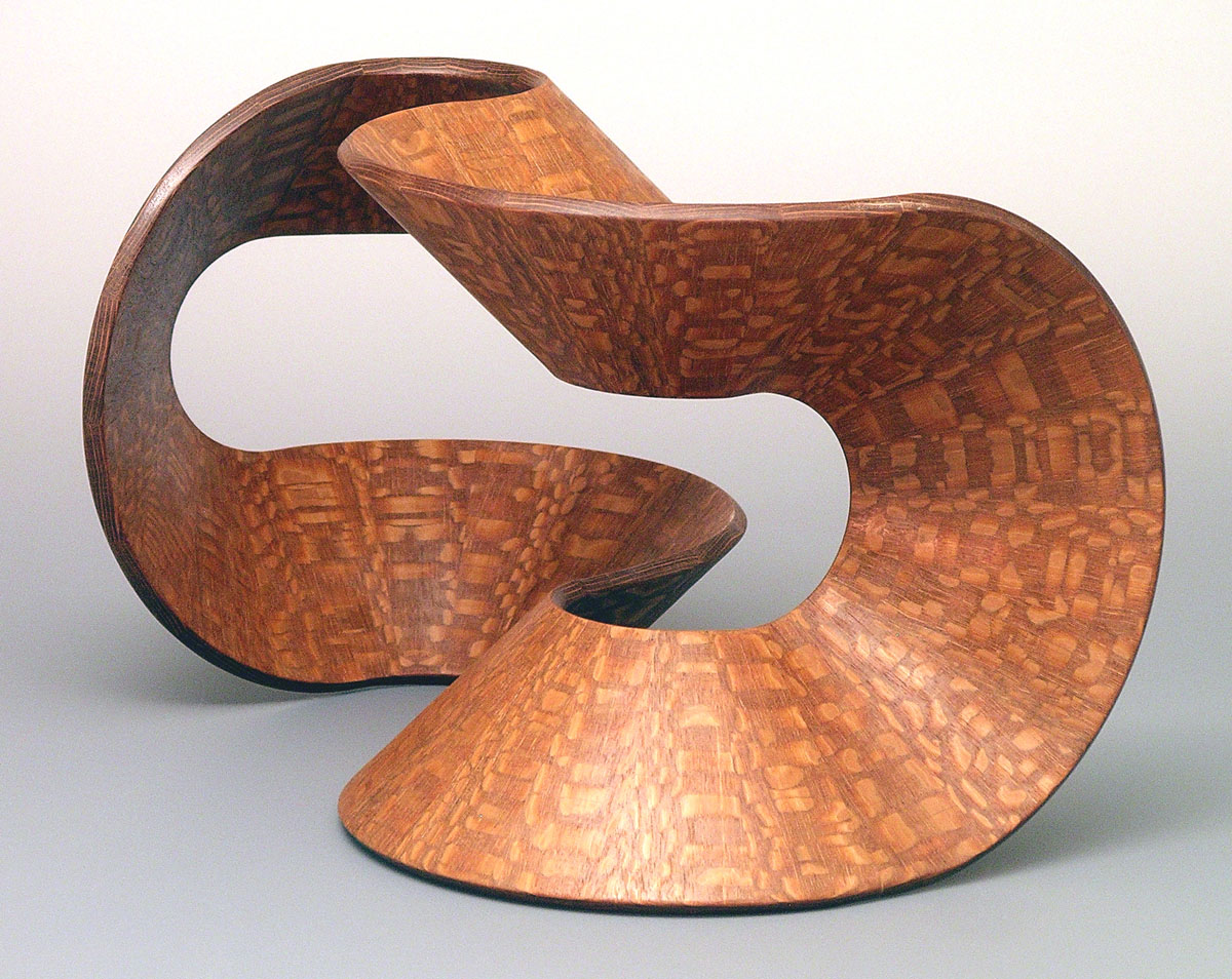 patterned wooden ribbon made with segmented wood turning
