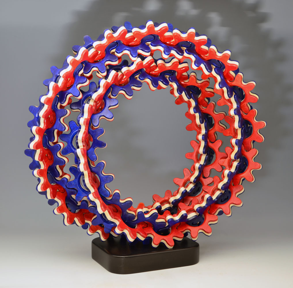 red and blue coils together in a circle