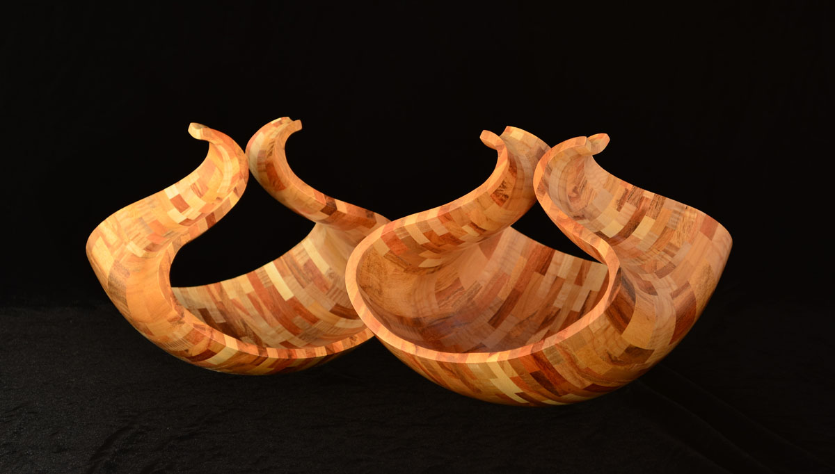 two segmented wood turning bowls