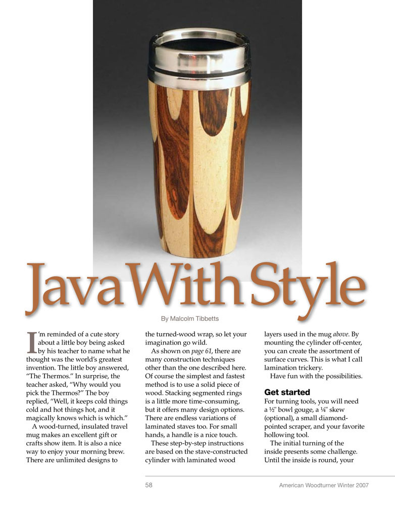 article about Java with style and segmented wood turning vessels