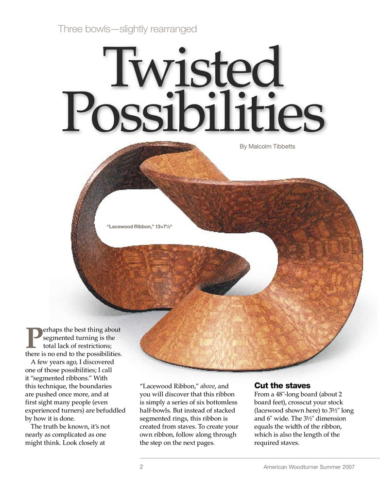 article about segmented wood turning and a wooden ribbon